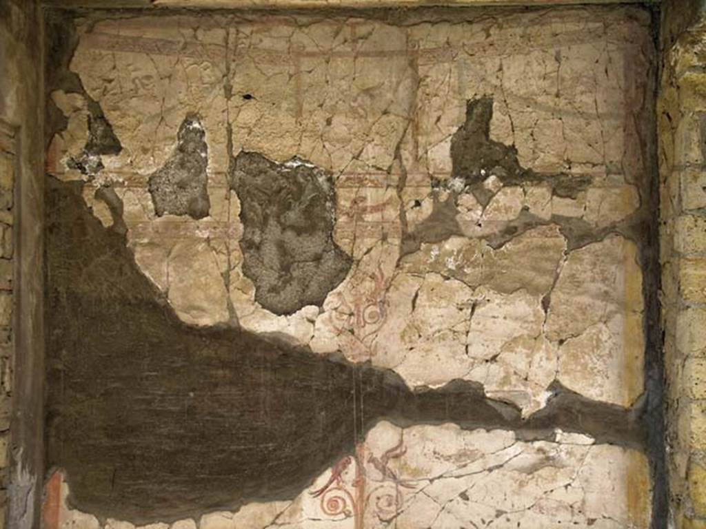 VI.17, Herculaneum. May 2004. Detail of remains of painted decoration from south wall.
Photo courtesy of Nicolas Monteix.